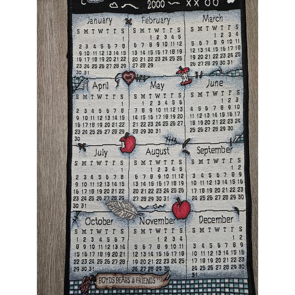 Boyds Bears The Lesson 2000 Calendar Woven Tapestry NWT Hanging 13x30 Vintage - Picture 4 of 7